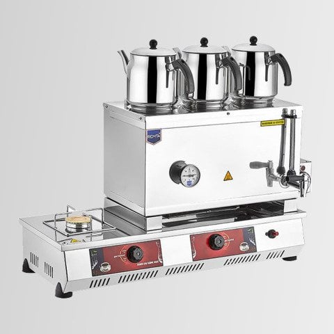 Remta N13(E) 55 Model Üç Demlikli Gazlı (CE) + Elektrikli Çay Ocağı - Kahveci Takımı 33 lt DOĞALGAZLI