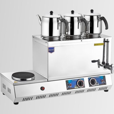 Remta K32 55 Model Üç Demlikli Pleytli Elektrikli Çay Ocağı - Kahveci Takımı 33 lt 3200 W