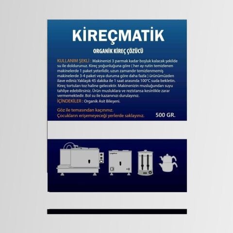 Çay Kazanı Vb. Kireç Temizleme Tozu Organik 500 gr Kireçmatik
