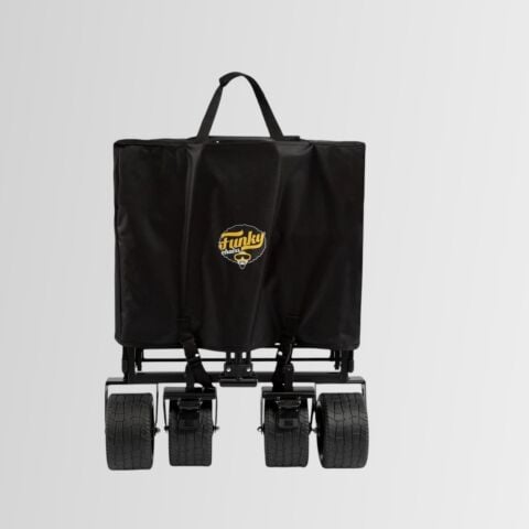 FUNKY CHAIRS Arkası Açılabilir 100+40 Litre Fren Sistemli, Rulmanlı, Kalın Teker, XL Boy Katlanır Vagon Plaj Taşıma ve Kamp Arabası