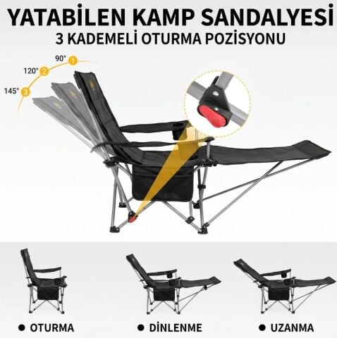 FUNKY CHAIRS Lazy 4 Yatabilen Kamp Sandalyesi Lacivert