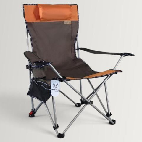 Madfox Prowler Katlanabilir 3 Kademeli Yatabilen Kamp Sandalyesi - Şezlong Brown/Orange