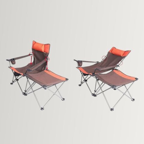 Madfox Prowler Katlanabilir 3 Kademeli Yatabilen Kamp Sandalyesi - Şezlong Brown/Orange