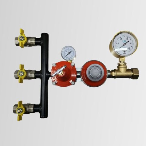 İki Kademeli - Üç Tüplü Pratik Propan Kombi Kollektör Seti Sıvı Conta Hediyeli