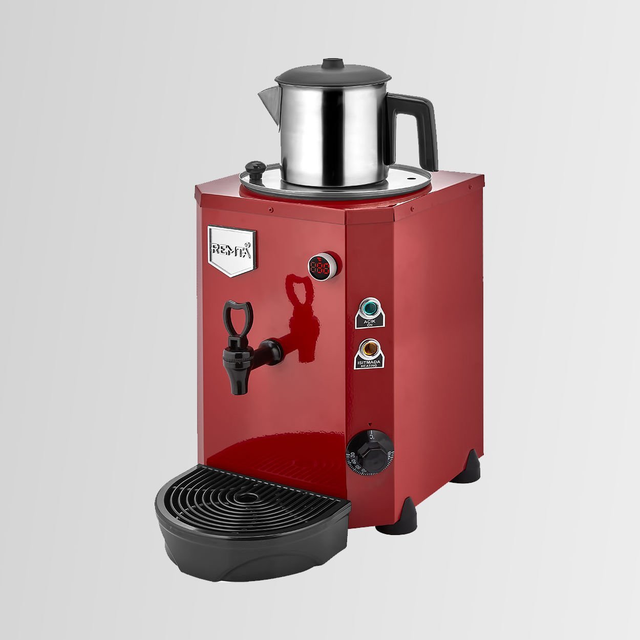 Remta DE14 Tek Demlikli Elektrikli Jumbo Çay Makinesi 9 lt (Demlik Dahil) KIRMIZI