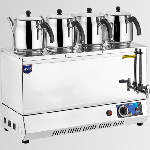 Remta REM.EP04 85 Model Dört Demlikli Elektrikli Pleytsiz Çay Ocağı - Kahveci Takımı 58 lt 3000 W