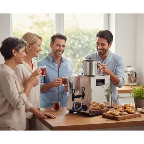 Midinoks MD.TT01 Elektrikli Tek Demlikli Kahveci Çay Ocağı Takımı - (Demlik Dahil)  8 LT