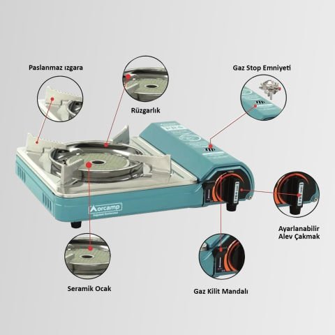 CK-508 Orcamp Seramik Tekli Portatif Kamp Ocak Gaz Stop Emniyetli