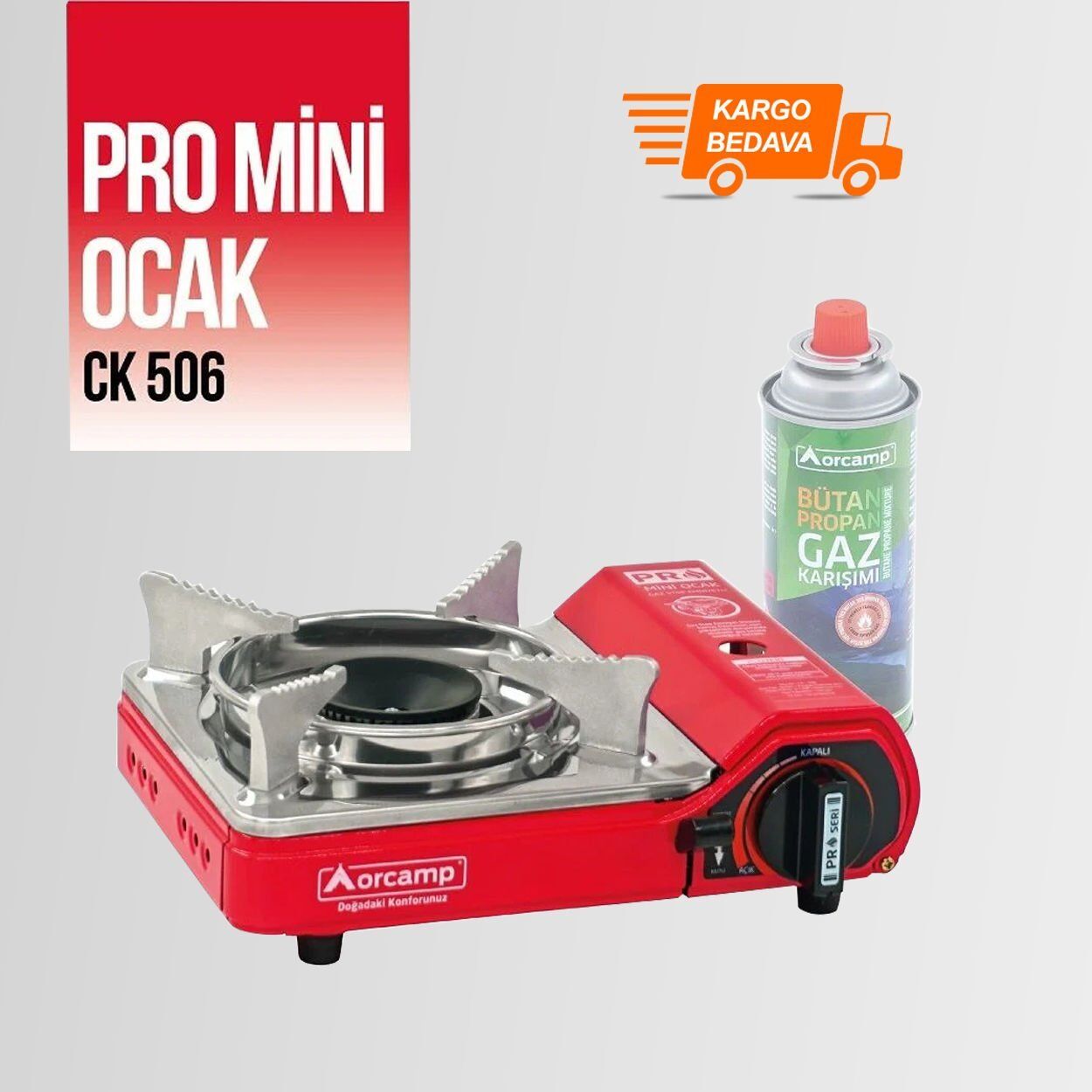 CK-506 Orcamp Mini Tekli Kamp Ocak Çantalı Gaz Stop Emniyetli