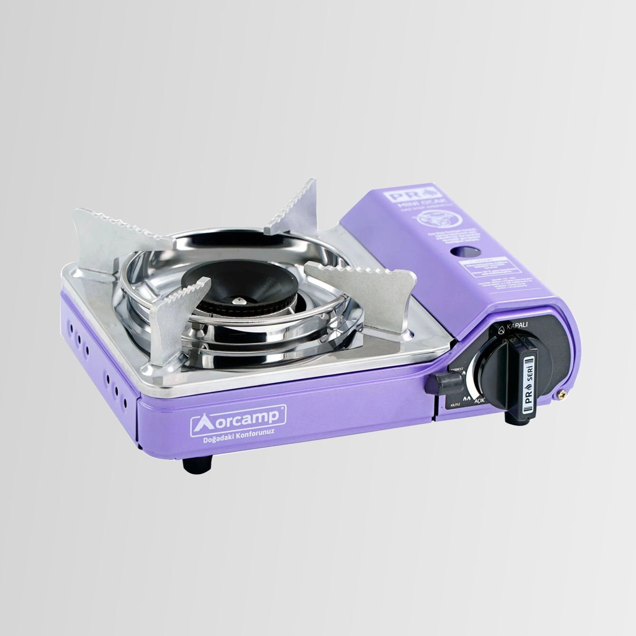 CK-506 Orcamp Mini Tekli Kamp Ocak Çantalı Gaz Stop Emniyetli Mor