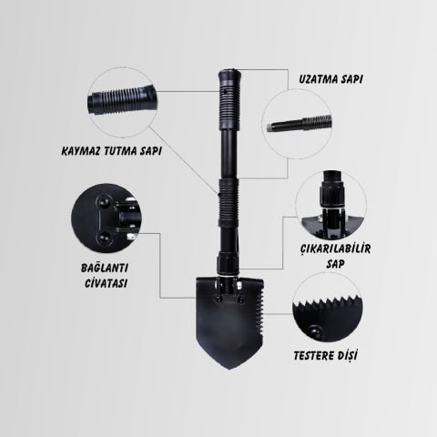 Nurgaz NG-192 Katlanır Çelik Kaplama Döküm Kamp Kürek Taşıma Çantalı