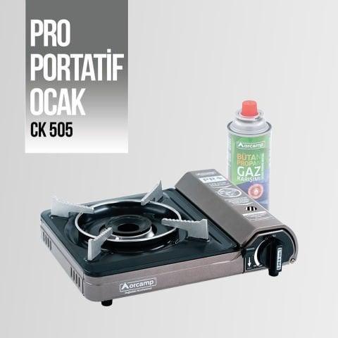 CK-505 Orcamp Tekli Portatif Kamp Ocak Gaz Stop Emniyetli GRİ