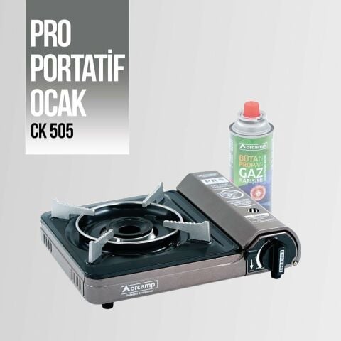 CK-505 Orcamp Tekli Portatif Kamp Ocak Gaz Stop Emniyetli GRİ