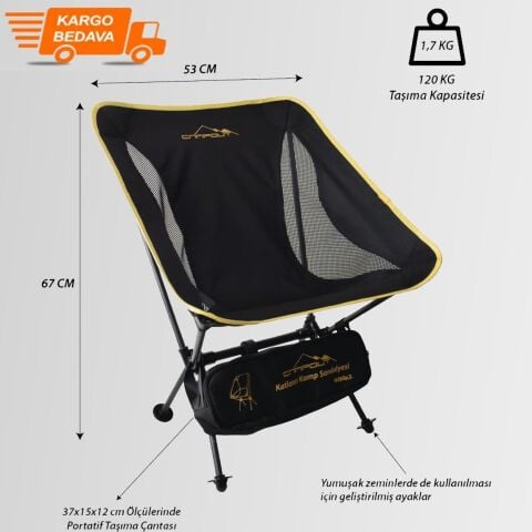 Nurgaz NG-CPS Campout Pratik Portatif Katlanır Plaj Kamp Sandalyesi Taşıma Çantalı