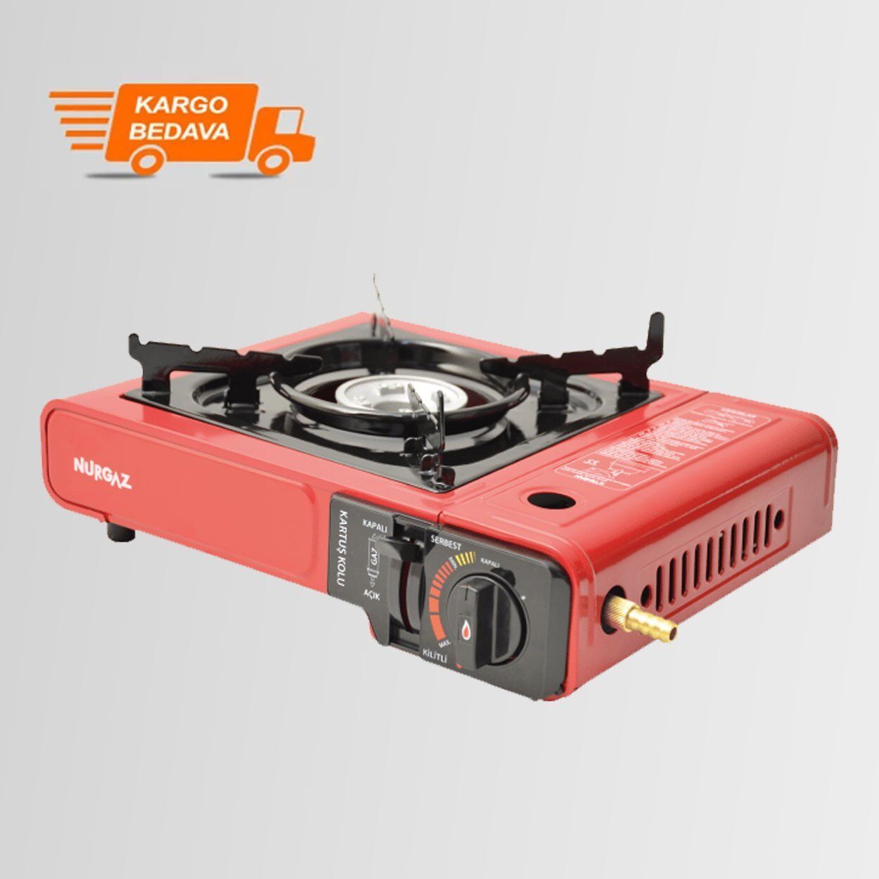 Nurgaz NG 501-TR Portatif Kamp Ocak Çakmaklı (Kartuş & Piknik Tüpe Uygun) Taşıma Çantalı - Emniyetli