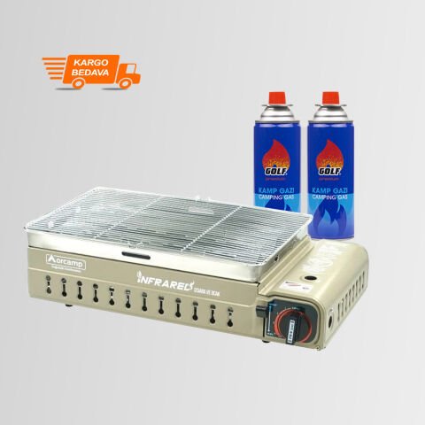 CK-507 Orcamp Portatif Kamp Ocak Izgara Çantalı + 2 Golf 227 Gr Kartuş