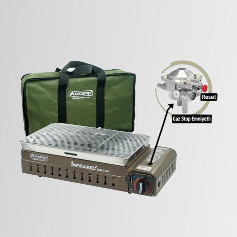 CK-507 Orcamp Portatif Kamp Ocak Izgara Çantalı + 2 Golf 227 Gr Kartuş KAHVERENGİ