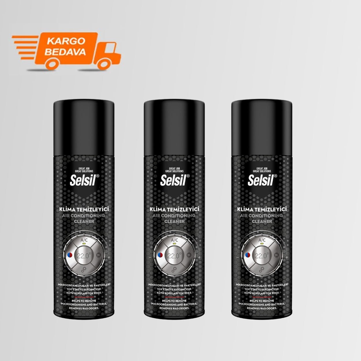 Selsil Arabalar İçin Klima Temizleyici Sprey Üçlü Set - Sigara Ve Kötü Koku Giderici 150 ML