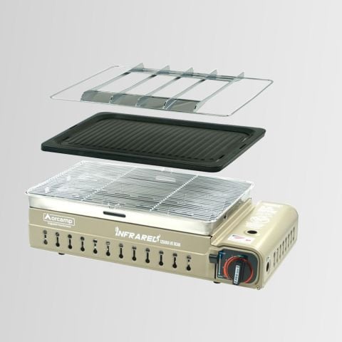 CK-507 Orcamp Portatif Kamp Ocak Izgara  - Out 1050 Tencere  Seti BEJ