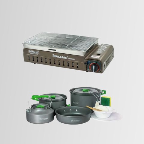 CK-507 Orcamp Portatif Kamp Ocak Izgara  - Out 1050 Tencere  Seti KAHVERENGİ