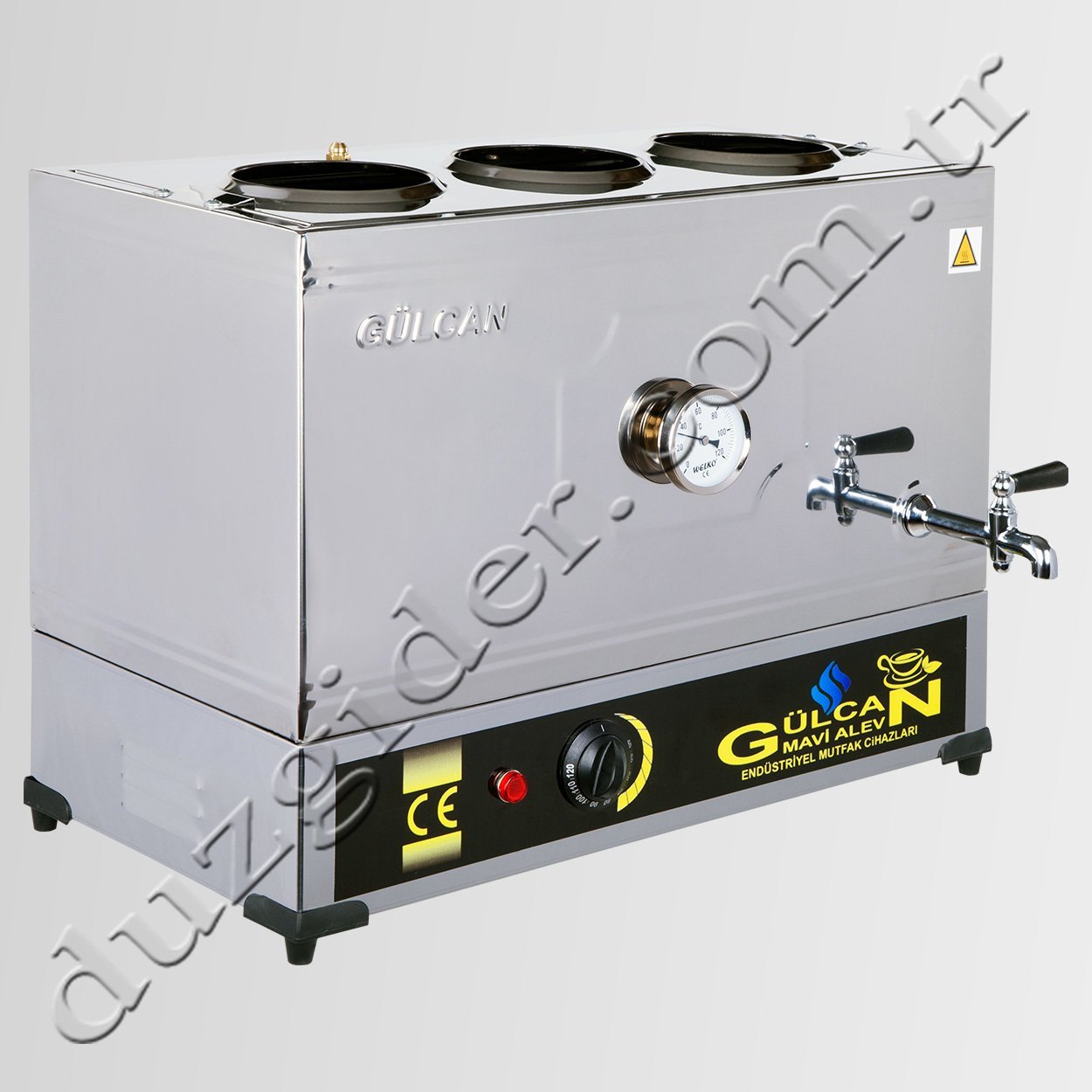 55 Litre Şamandıralı Üç Demlikli Elektrikli Çelik Tabanlı Kahveci Takımı