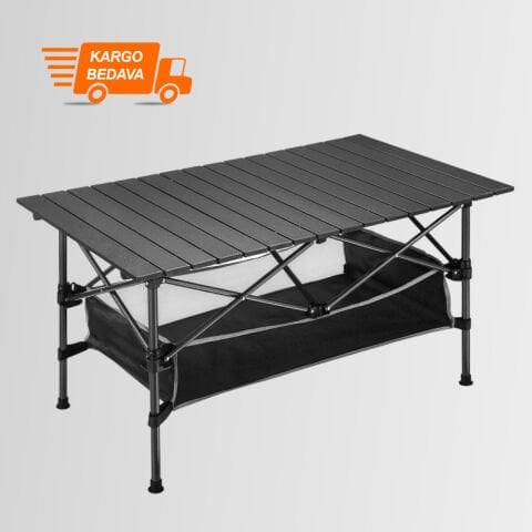 FUNKY CHAIRS Family Large Katlanabilir Alüminyum Kamp Masası (95x55x68cm) – Siyah