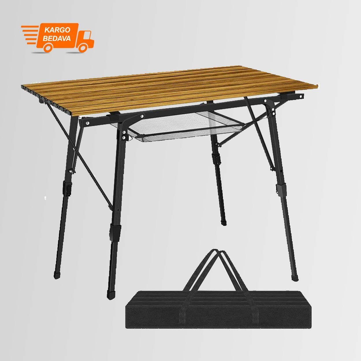 FUNKY CHAIRS Elite Alüminyum Teleskopik Ayaklı Kamp Piknik Masası – Ahşap Desen